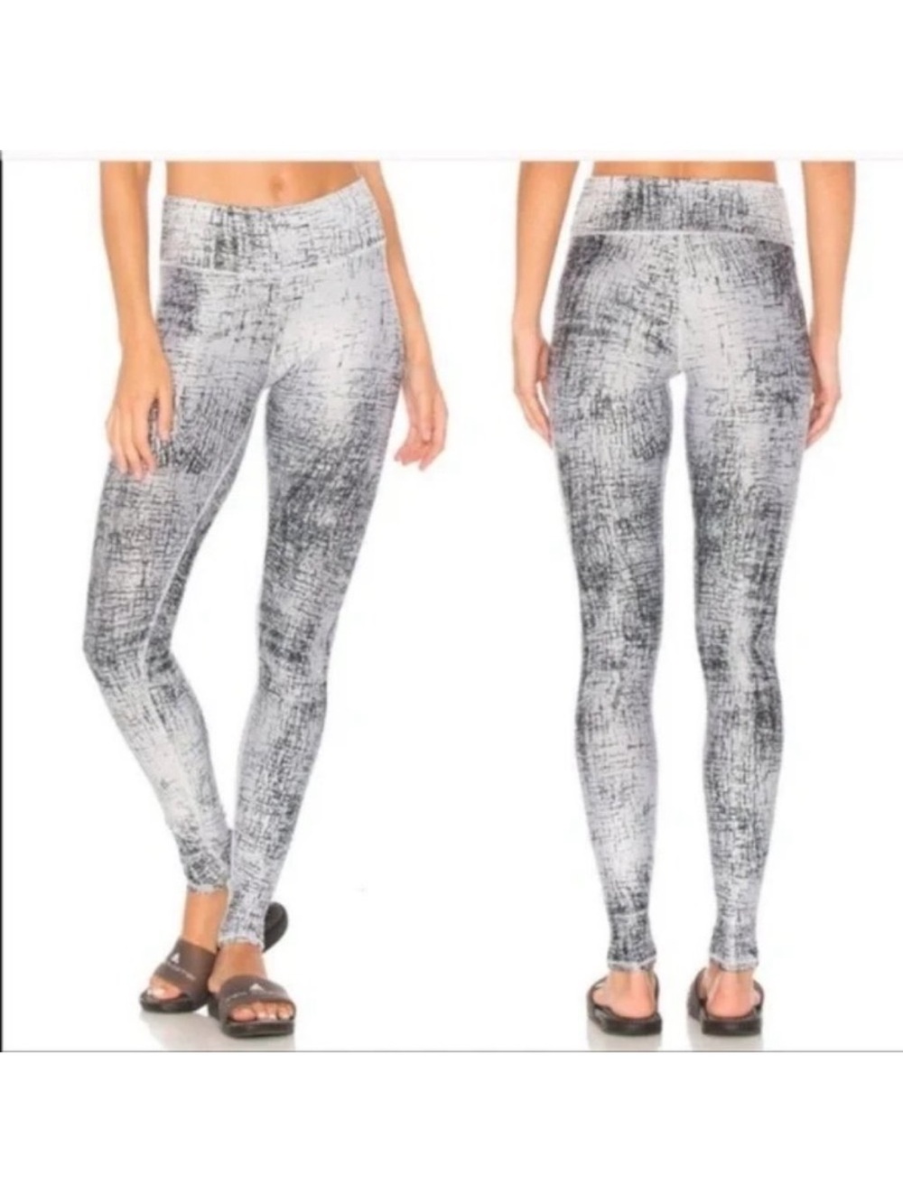 ALO Yoga Tech Lift Airbrush Full-Length Performance Leggings In Crackle Gray S